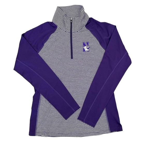 Northwestern Wildcats Cutter & Buck Striped 1/4 Zip Pullover Size Medium - Picture 11 of 11
